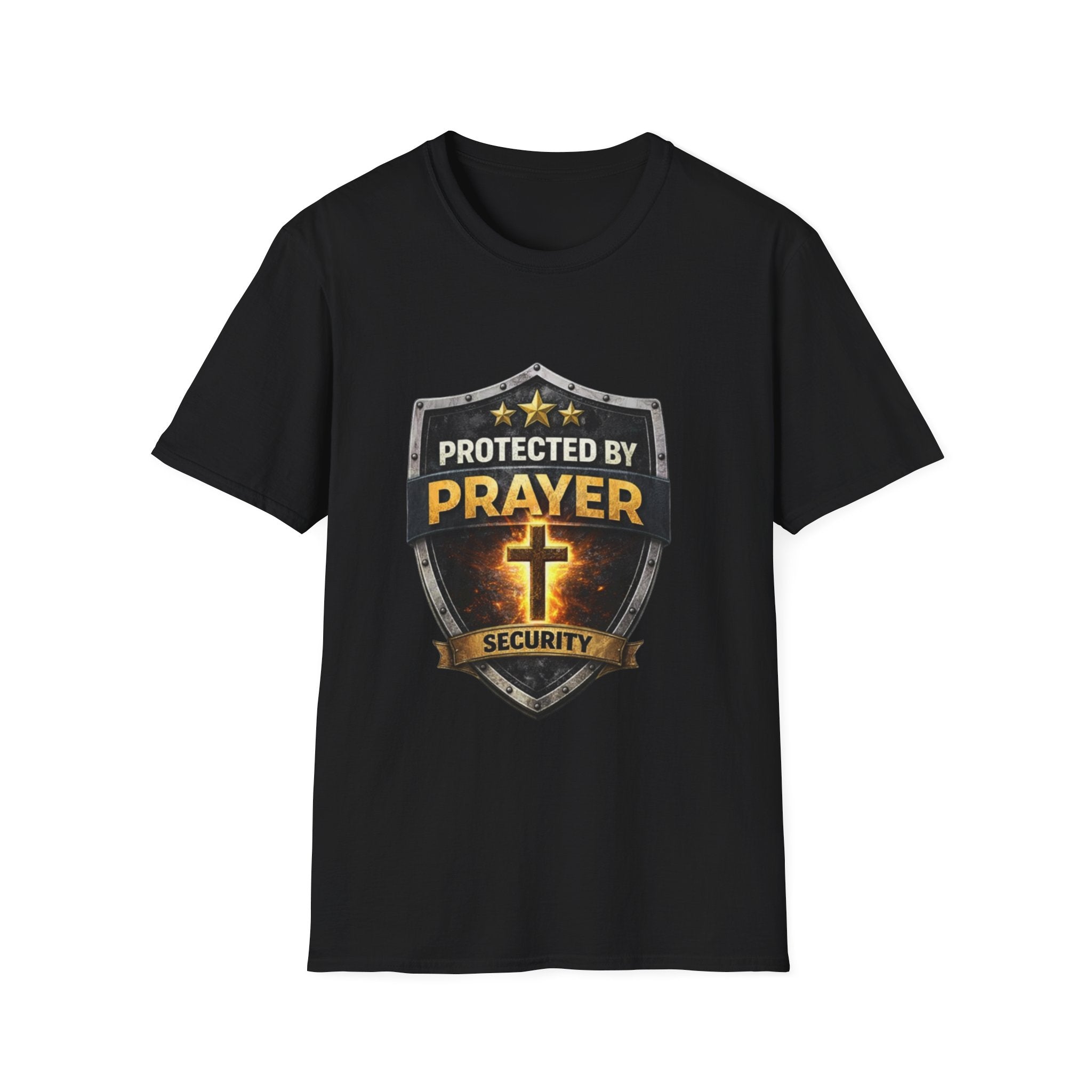Protected by Prayer Security T-Shirt — Christian Cross Faith Tee