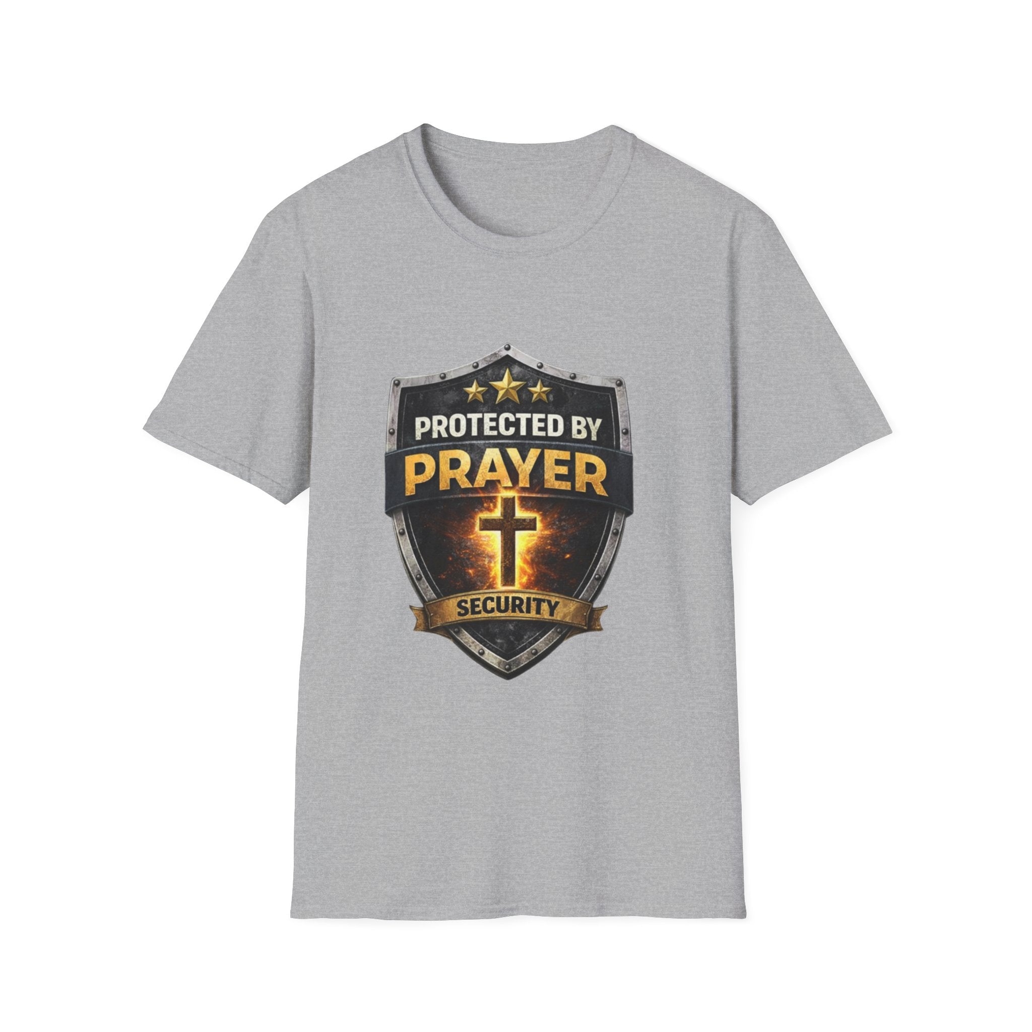 Protected by Prayer Security T-Shirt — Christian Cross Faith Tee