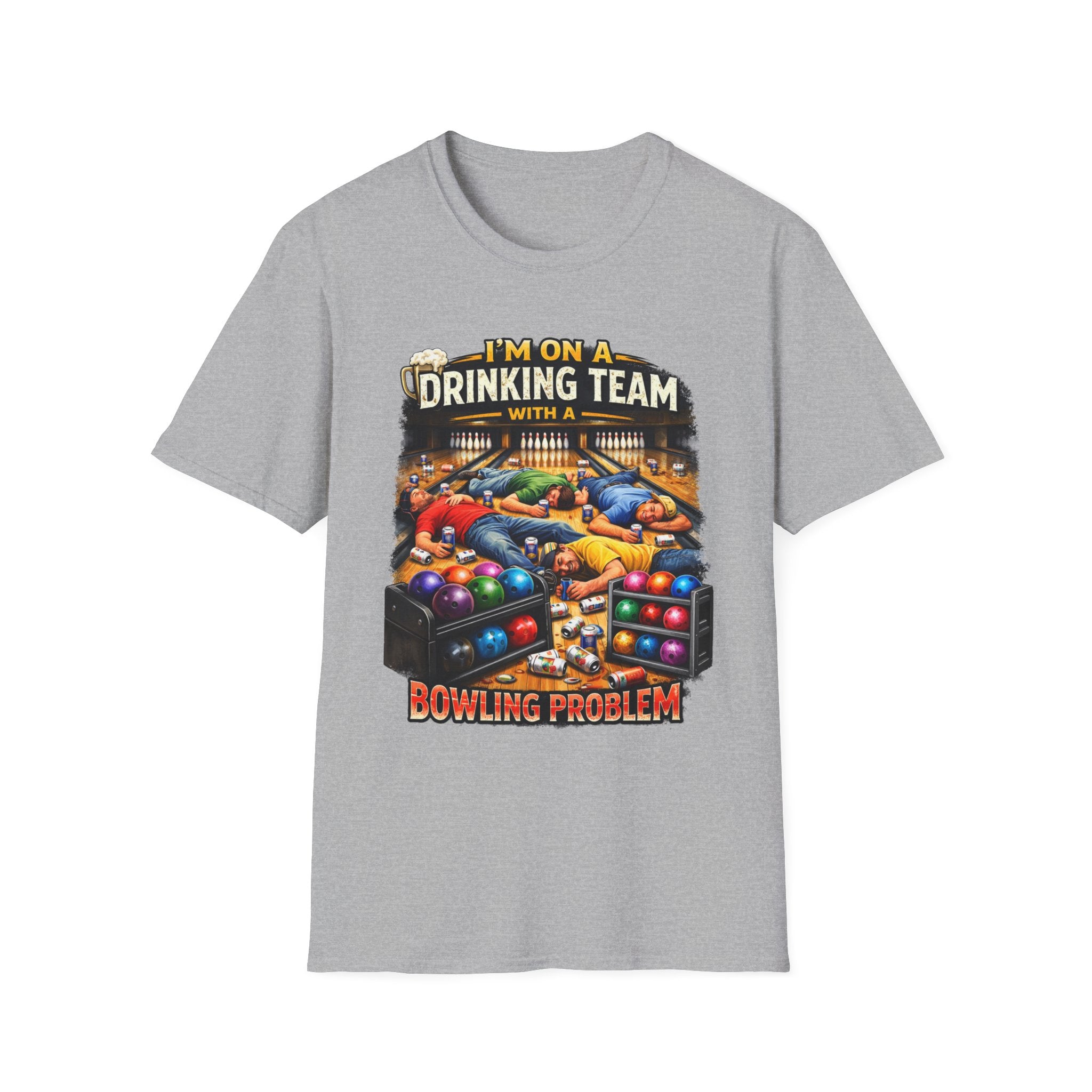 Bowling Drinking Team T-Shirt — "I’m on a Drinking Team with a Bowling Problem" Funny Bowling Tee