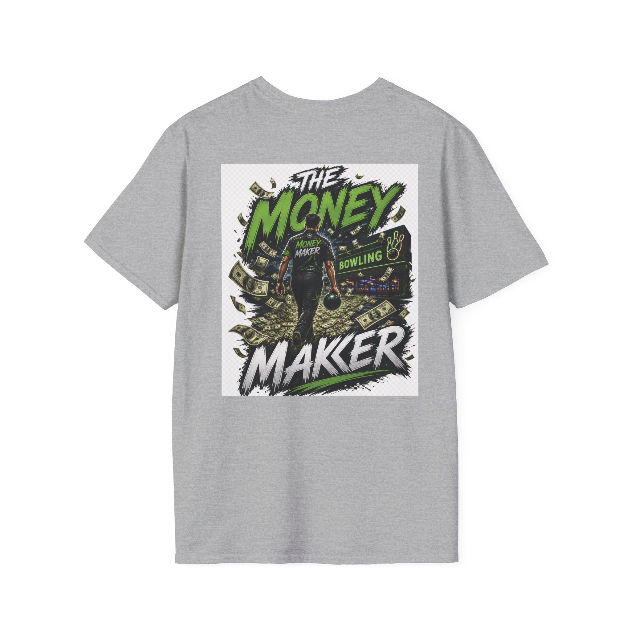 The Money Makers T-Shirt — Graphic Money & Bowling Crew Tee