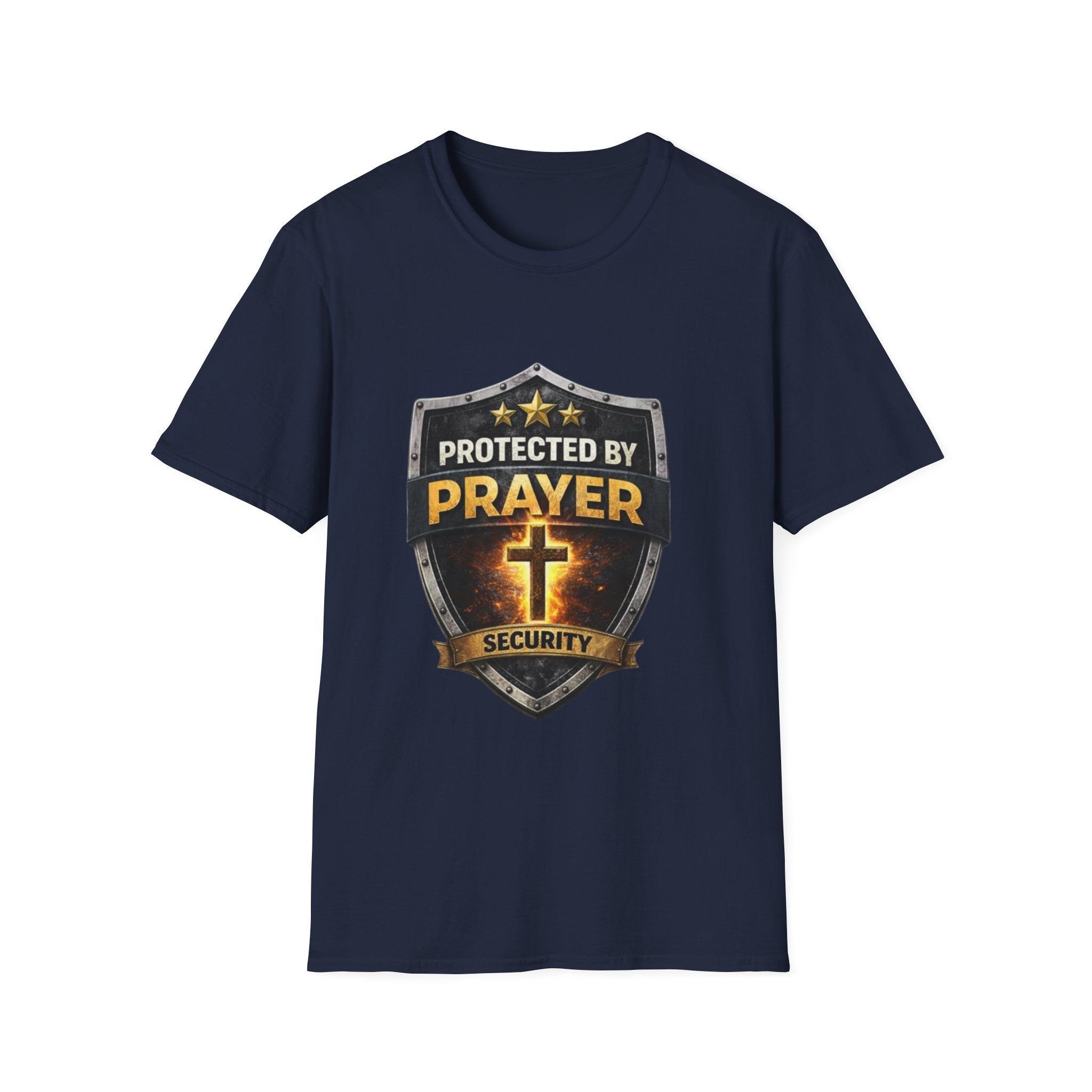 Protected by Prayer Security T-Shirt — Christian Cross Faith Tee