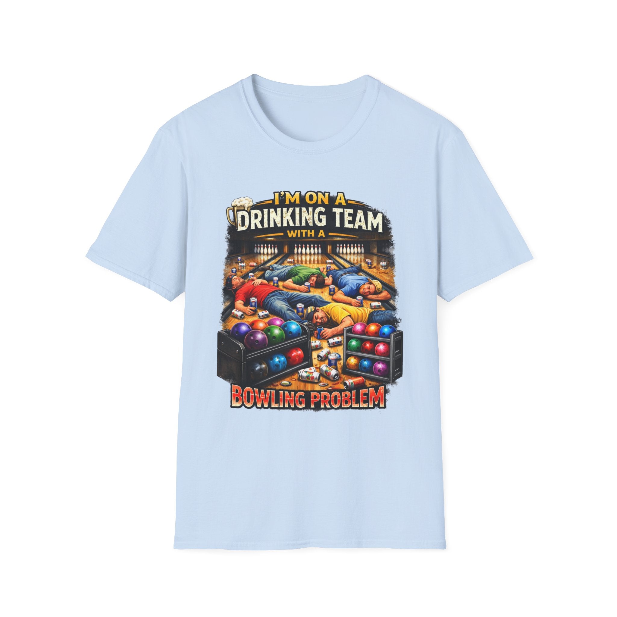 Bowling Drinking Team T-Shirt — "I’m on a Drinking Team with a Bowling Problem" Funny Bowling Tee