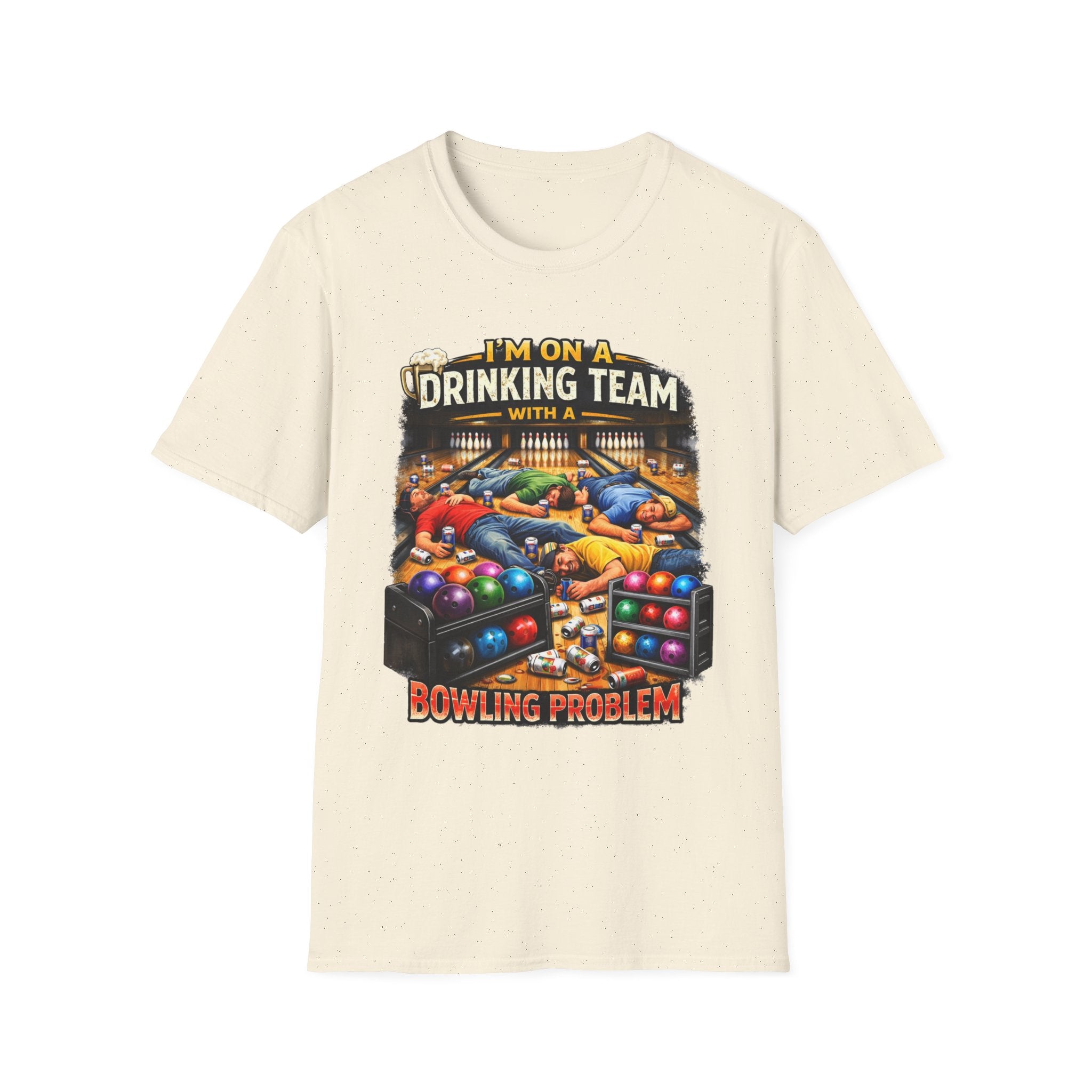 Bowling Drinking Team T-Shirt — "I’m on a Drinking Team with a Bowling Problem" Funny Bowling Tee
