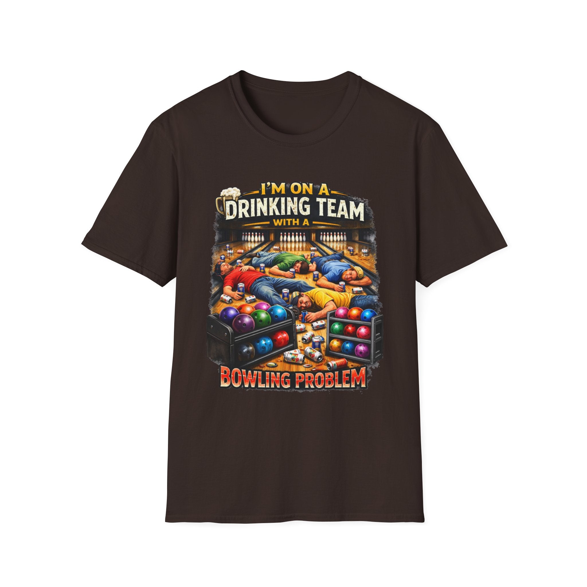 Bowling Drinking Team T-Shirt — "I’m on a Drinking Team with a Bowling Problem" Funny Bowling Tee