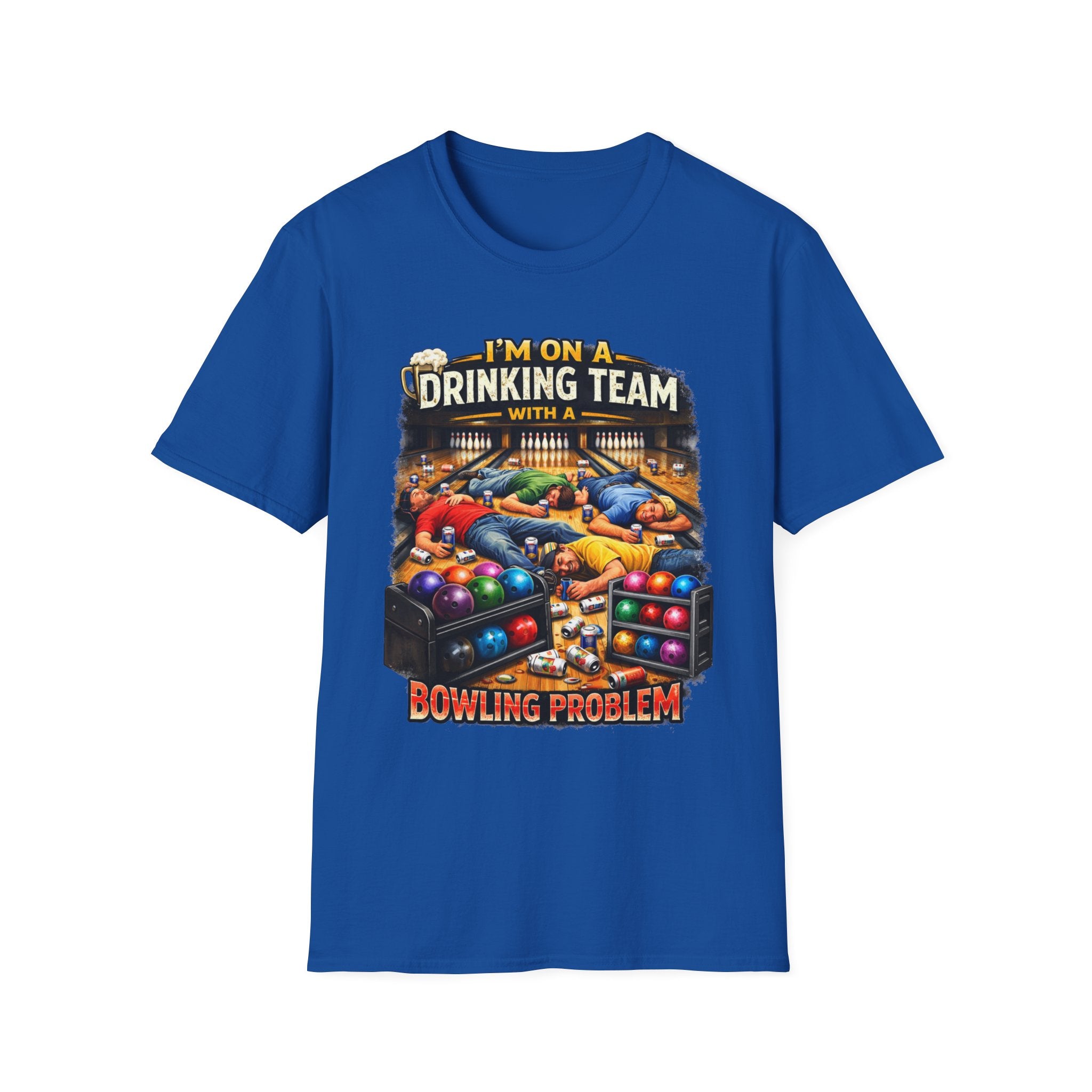 Bowling Drinking Team T-Shirt — "I’m on a Drinking Team with a Bowling Problem" Funny Bowling Tee
