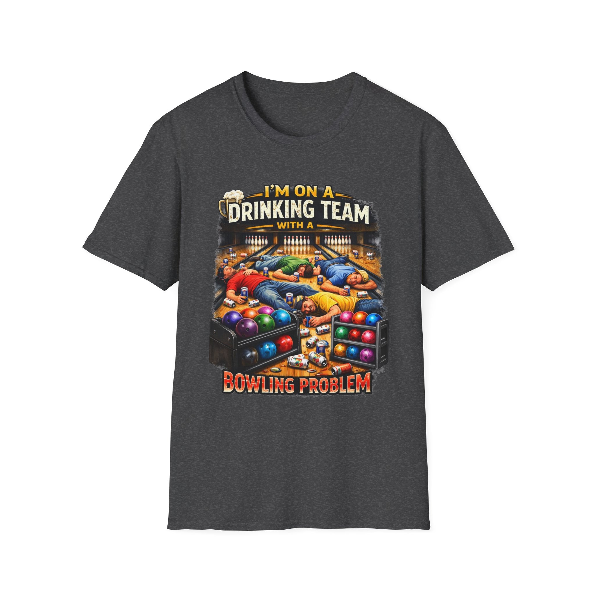Bowling Drinking Team T-Shirt — "I’m on a Drinking Team with a Bowling Problem" Funny Bowling Tee