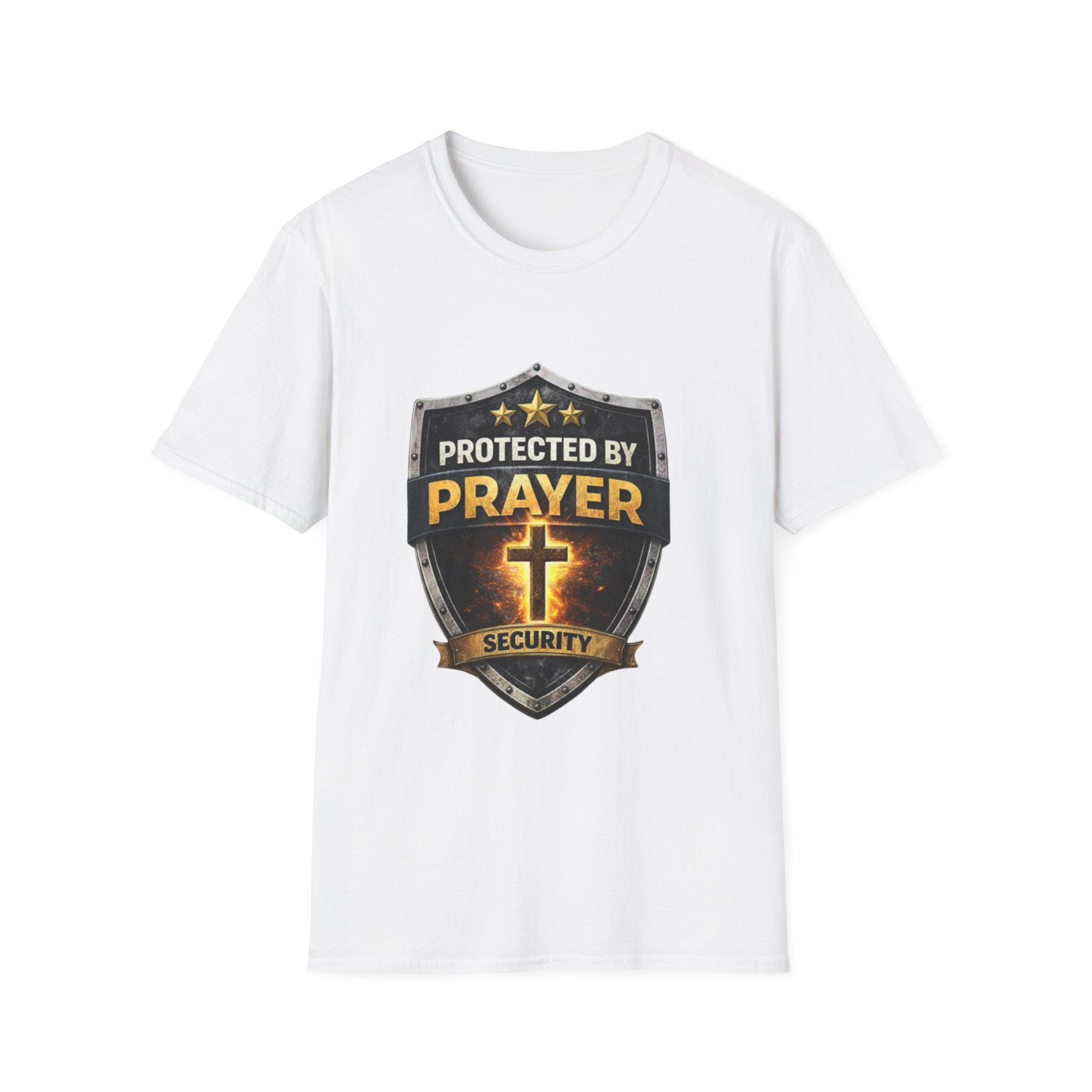 Protected by Prayer Security T-Shirt — Christian Cross Faith Tee