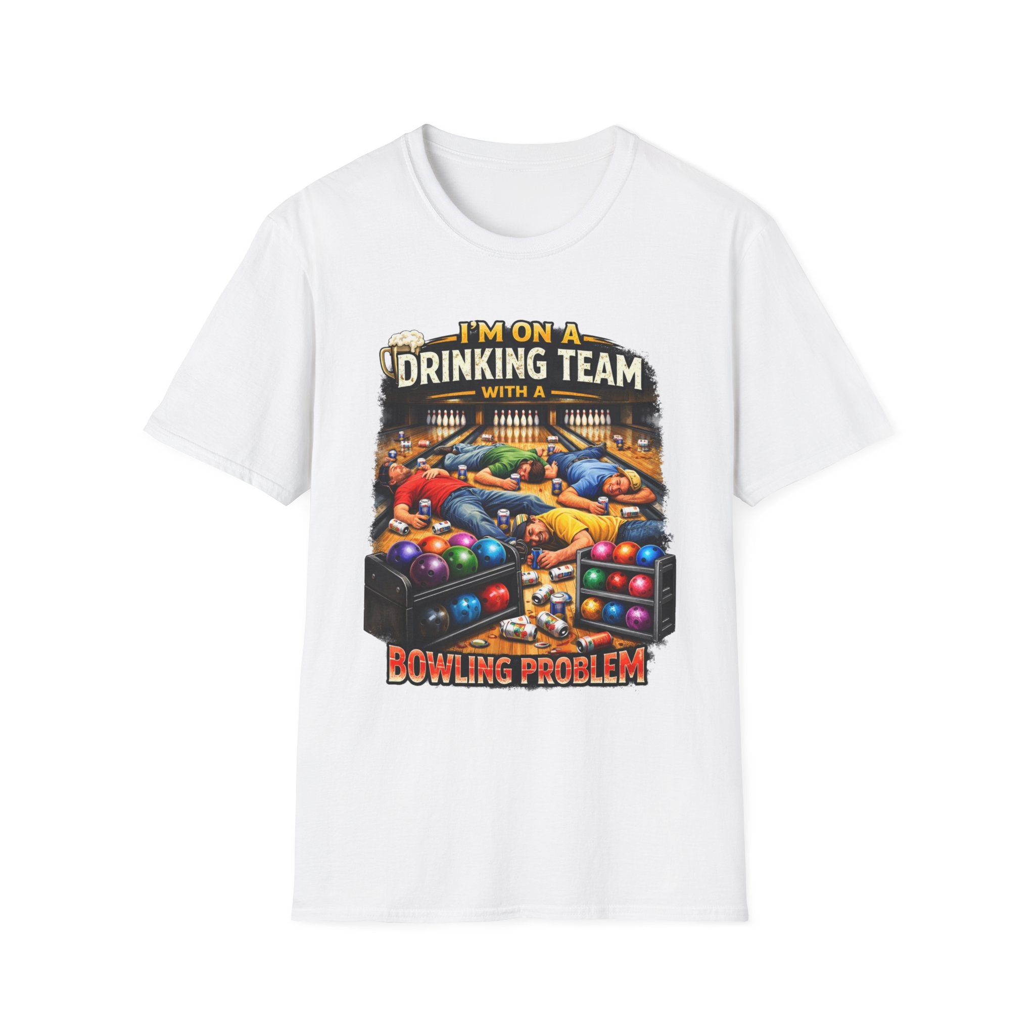 Bowling Drinking Team T-Shirt — "I’m on a Drinking Team with a Bowling Problem" Funny Bowling Tee