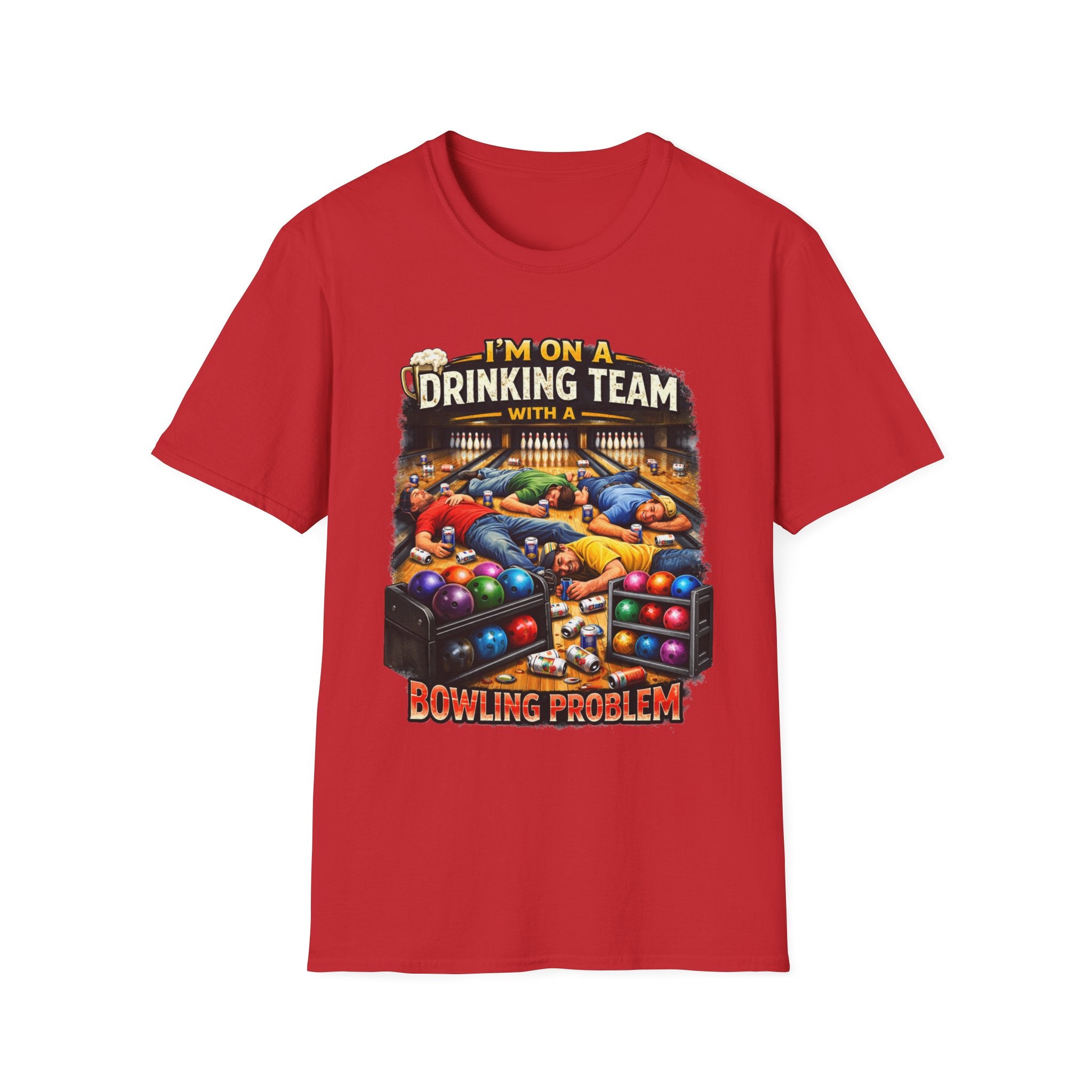 Bowling Drinking Team T-Shirt — "I’m on a Drinking Team with a Bowling Problem" Funny Bowling Tee